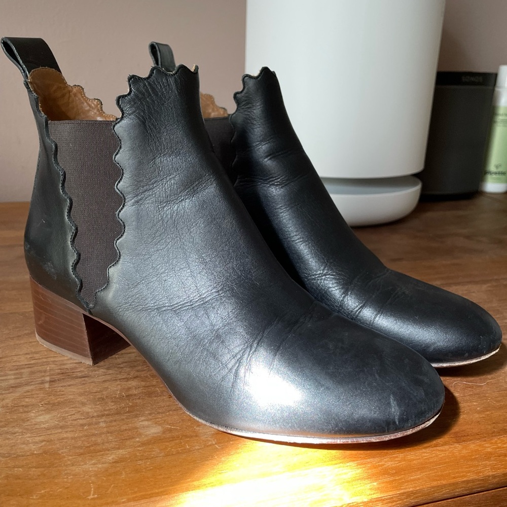 Chloe scalloped booties